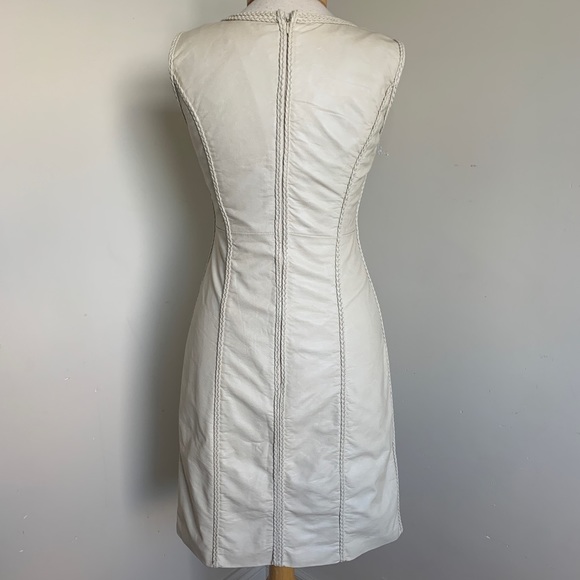 90s Cream Vegan Leather Dress - Picture 5 of 6